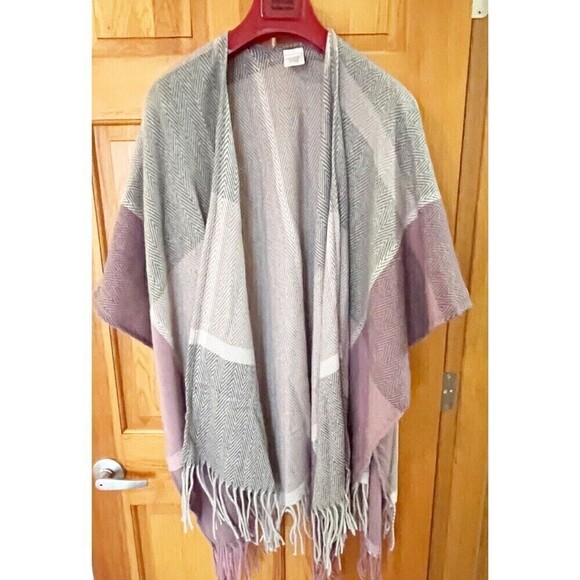 Woolrich Womens Shawl Wrap Fringe Soft Rose Pink Gray Plaid Winter Fall Warm OS - Picture 1 of 8